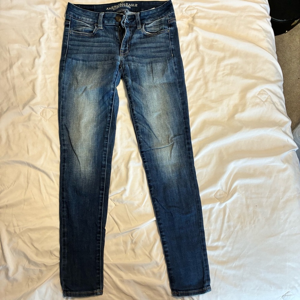 American Eagle Outfitters Women's Dark Blue Skinny Jeans